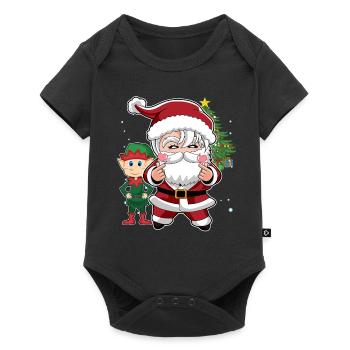 Mignon Père Noël et Elf K-Pop Design Noël - Body à manches courtes Premium Bébé - noir - Devant