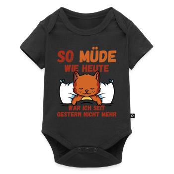 So müde heute seit gestern nicht mehr Katze Fun - Baby Premium Kurzarmbody - Schwarz - Vorne