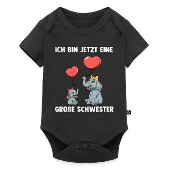 Elefanten Große Schwester Ich bin jetzt ein Große - Baby Premium Kurzarmbody - Schwarz - Vorne