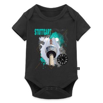 Stuttgart Germany City Skyline Vintage Retro - Baby Premium short-sleeve bodysuit - black - Front