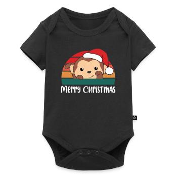 joyeux Noël Rétro Paresseux Noël - Body à manches courtes Premium Bébé - noir - Devant