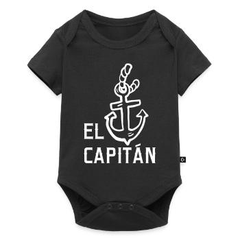 El Capitan Captain Capitán Bootsanker Segeldesign - Baby Premium Kurzarmbody - Schwarz - Vorne
