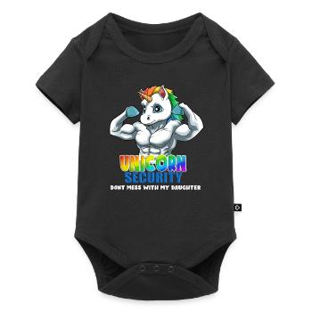 Einhorn Sicherheit Dont Mess With My Daughter - Baby Premium Kurzarmbody - Schwarz - Vorne