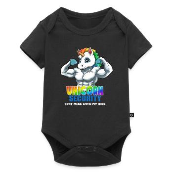 Papacorn Dad Unicorn Security Dont Mess With My - Baby Premium Kurzarmbody - Schwarz - Vorne