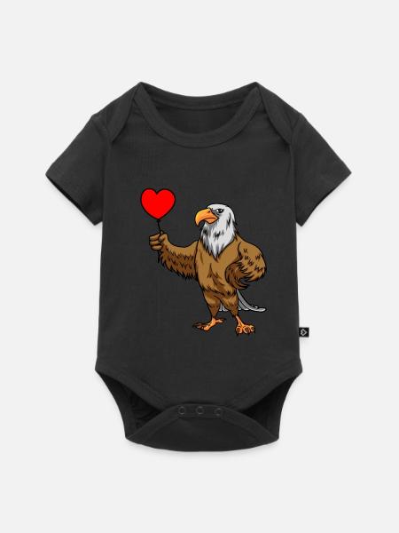 Eagle Bird Balloon Hart Wildlife Kids Kind - Premium babyrompertje met korte mouwen  - zwart