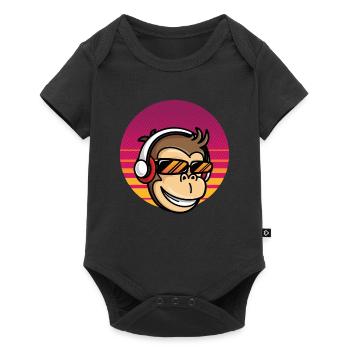 Monkey DJ Affe mit Kopfhörer - Baby Premium Kurzarmbody - Schwarz - Vorne