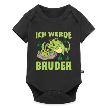 Ich Werde Bruder Krokodil Geschenk - Baby Premium Kurzarmbody - Schwarz - Vorne
