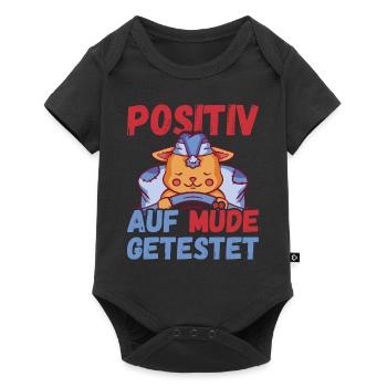 Positiv auf Müde getestet Katze Fun - Baby Premium Kurzarmbody - Schwarz - Vorne