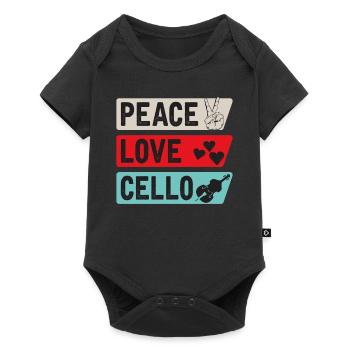 Peace Love Violoncelle Guitare Instrument de Musique - Body à manches courtes Premium Bébé - noir - Devant