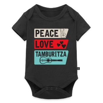 Peace Love Tamburitza Music Instrument - Baby Premium Kurzarmbody - Schwarz - Vorne