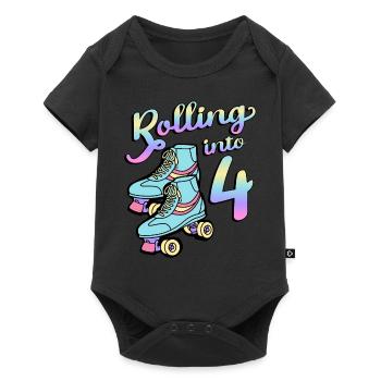 Rolling Into 4 Roller Skaters Schlittschuhe 4 - Baby Premium Kurzarmbody - Schwarz - Vorne