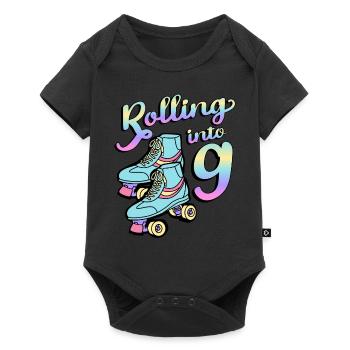 Rolling Into 9 Roller Skaters Skates 9. Jahr - Baby Premium Kurzarmbody - Schwarz - Vorne