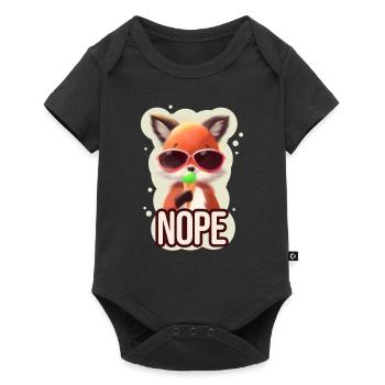Drôle de renard mangeant de la crème glacée Nope - Body à manches courtes Premium Bébé - noir - Devant