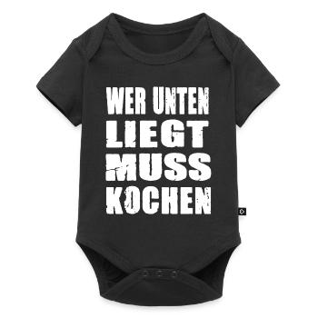 Wer unten liegt muss kochen - Baby Premium Kurzarmbody - Schwarz - Vorne