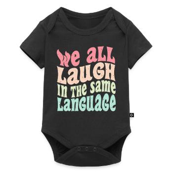 Nous rions tous dans la même langue Tolérance & Amour - Body à manches courtes Premium Bébé - noir - Devant