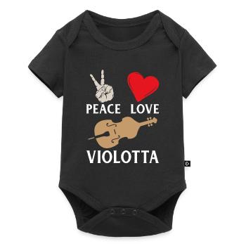 Peace Love Violotta Music Instrument - Baby Premium Kurzarmbody - Schwarz - Vorne