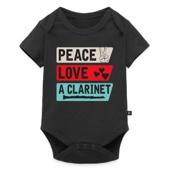 Peace Love A Clarinet Musical Instrument - Baby Premium short-sleeve bodysuit - black - Front