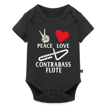 Peace Love Contrebasse Instrument de Flûte - Body à manches courtes Premium Bébé - noir - Devant