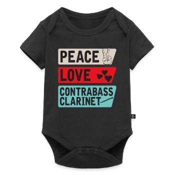 Peace Love Contrebasse Clarinette Musique - Body à manches courtes Premium Bébé - noir - Devant