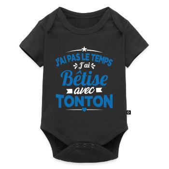 J'ai pas le temps j'ai bêtise avec tonton Cadeau - Body à manches courtes Premium Bébé - noir - Devant