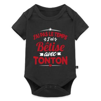 J'ai pas le temps j'ai bêtise avec tonton Cadeau - Body à manches courtes Premium Bébé - noir - Devant