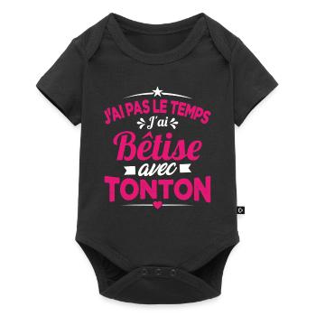 J'ai pas le temps j'ai bêtise avec tonton Cadeau - Body à manches courtes Premium Bébé - noir - Devant