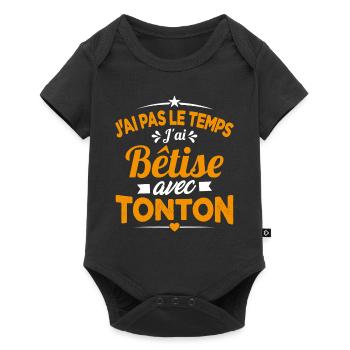J'ai pas le temps j'ai bêtise avec tonton Cadeau - Body à manches courtes Premium Bébé - noir - Devant