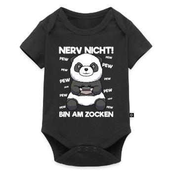 Nerv nicht bin am Zocken Gaming Panda - Baby Premium Kurzarmbody - Schwarz - Vorne