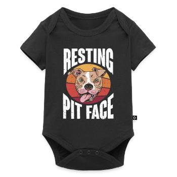 Retro Pitbull Dog Owner Resting Pit Face - Baby Premium short-sleeve bodysuit - black - Front
