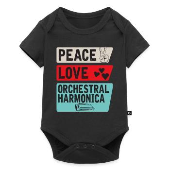 Peace Love Orchestral Harmonica Music - Baby Premium Kurzarmbody - Schwarz - Vorne