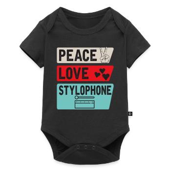 Peace Love Stylophone Instrument de musique - Body à manches courtes Premium Bébé - noir - Devant