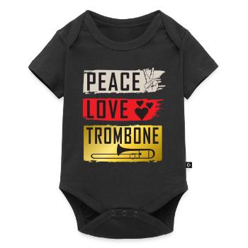 Peace Love Trombone Instrument Music - Baby Premium short-sleeve bodysuit - black - Front