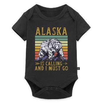 Alaska Geschenk USA Natur Bär Denali Grizzly Wald - Baby Premium Kurzarmbody - Schwarz - Vorne