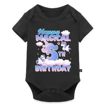 Happy Magical 5th Birthday Unicorn Pony - Baby Premium short-sleeve bodysuit - black - Front