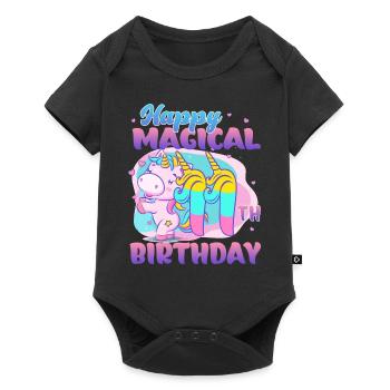 Happy 11th Birthday Unicorn Pony - Baby Premium short-sleeve bodysuit - black - Front