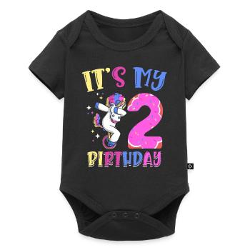 C’est mon 2 anniversaire dabbing licorne poney 2. - Body à manches courtes Premium Bébé - noir - Devant