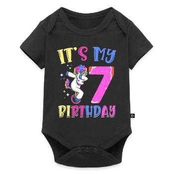 C’est mon 7 anniversaire dabbing licorne poney 7. - Body à manches courtes Premium Bébé - noir - Devant