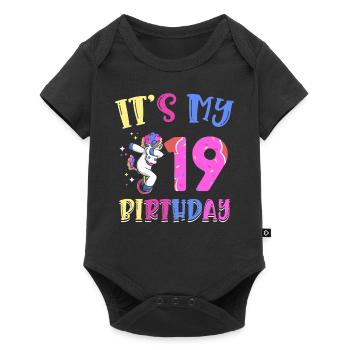 It's my 19 birthday dabbing unicorn pony - Baby Premium short-sleeve bodysuit - black - Front