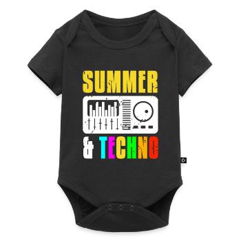 Retro Vintage Summer & TECHNO Cool Techno DJ - Baby Premium short-sleeve bodysuit - black - Front