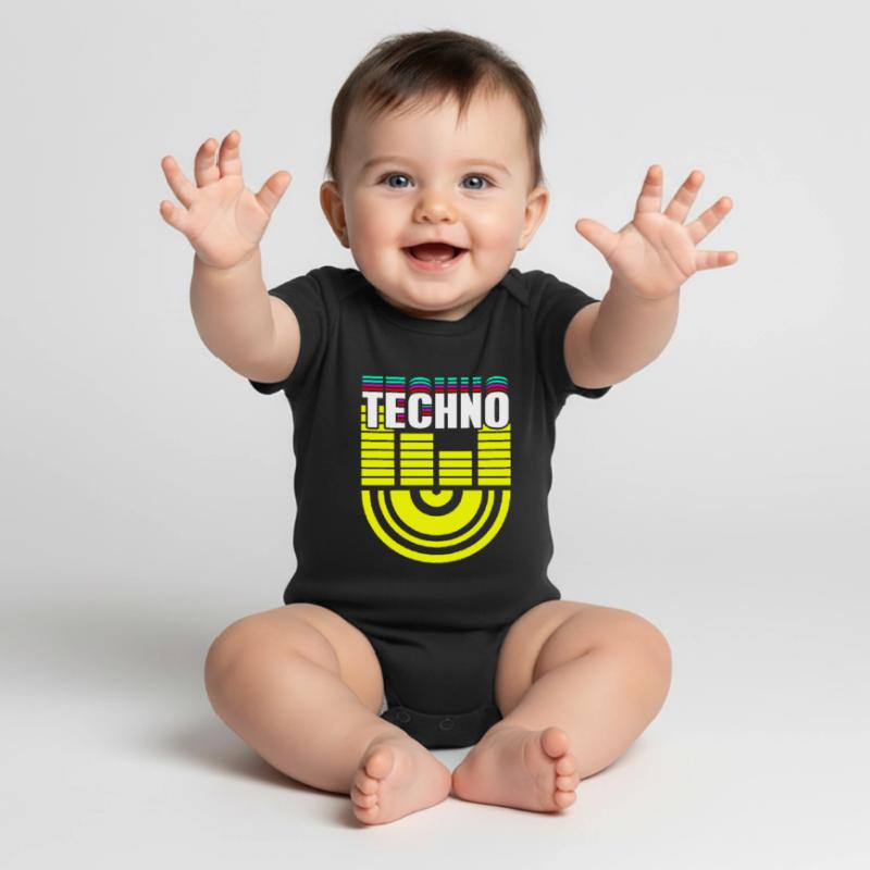 Retro Awesome TECHNO BPM Cool DJ Deejaying Designs Baby Premium short-sleeve bodysuit