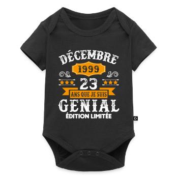23 Ans Anniversaire Vintage Né(e) en Décembre 1999 - Body à manches courtes Premium Bébé - noir - Devant