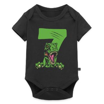 Children 7th Birthday 7 Years Dino Dinosaur - Baby Premium short-sleeve bodysuit - black - Front
