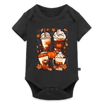Herbst, Halloween Kaffee und Kürbisse - Baby Premium Kurzarmbody - Schwarz - Vorne