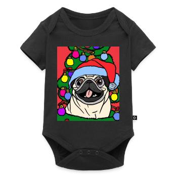 Carlin avec casquette de Noël Propriétaires de chiens de Noël - Body à manches courtes Premium Bébé - noir - Devant