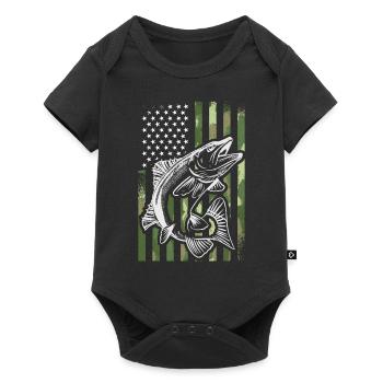 Drapeaux des États-Unis American Patriot Fisher Pêcheur - Body à manches courtes Premium Bébé - noir - Devant