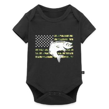 Drapeaux des États-Unis American Patriot Fisher Pêcheur - Body à manches courtes Premium Bébé - noir - Devant