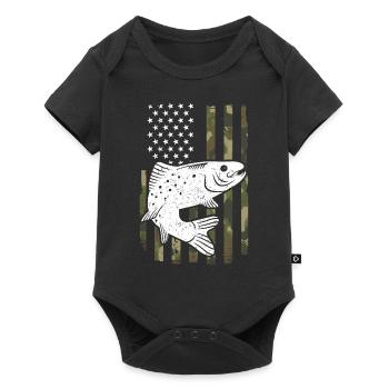 Drapeaux des États-Unis American Patriot Fisher Pêcheur - Body à manches courtes Premium Bébé - noir - Devant