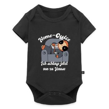 Faultier Home Office Ich Schlafe Jetzt Von Zuhause - Baby Premium Kurzarmbody - Schwarz - Vorne