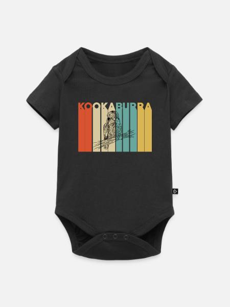 RetrO Kookaburra Vogel - Baby Premium Kurzarmbody - Schwarz