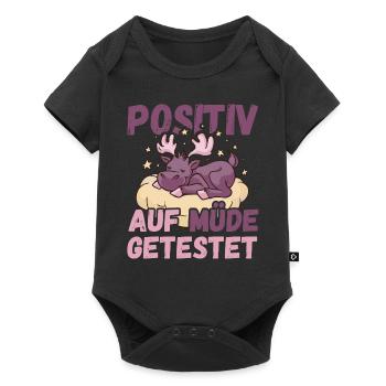 Positiv auf Müde getestet Elch Fun - Baby Premium Kurzarmbody - Schwarz - Vorne